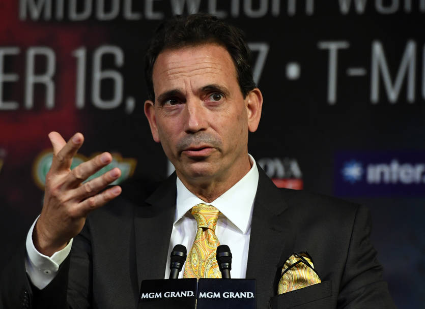 LAS VEGAS, NV - SEPTEMBER 13:  Boxing promoter Tom Loeffler speaks during a news conference for the bout between WBC, WBA and IBF middleweight champion Gennady Golovkin and Canelo Alvarez at MGM Grand Hotel & Casino on September 12, 2017 in Las Vegas, Nevada. Golovkin will defend his titles against Alvarez at T-Mobile Arena on September 16 in Las Vegas.  (Photo by Ethan Miller/Getty Images)